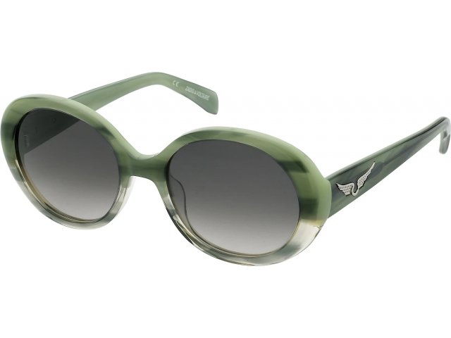 ZADIG VOLTAIRE SZV338 09N6,  SHINY STRIPED GREEN, GREEN GRADIENT BROWN