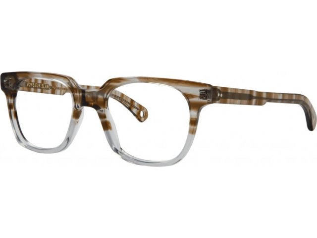 NATHALIE BLANC PHILIPPE 507,  STRIPED BROWN HAVANA WITH GREY SHADING, CLEAR
