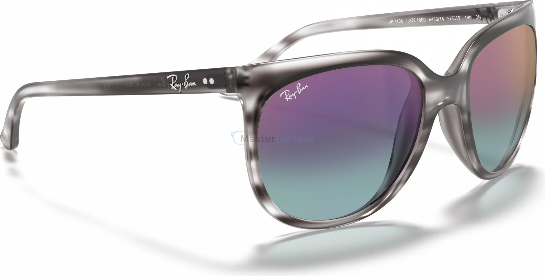   Ray-Ban Cats 1000 RB4126 6430T6 Stripped Grey Havana