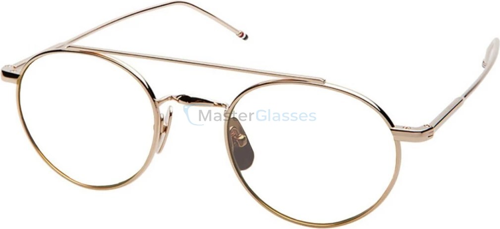  THOM BROWNE TB-101-B-GLD-49,  SHINY 12K GOLD, CLEAR