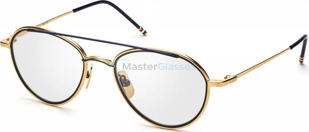 THOM BROWNE TB-109-C-GLD-NVY-53,  YELLOW GOLD - MATTE NAVY, CLEAR