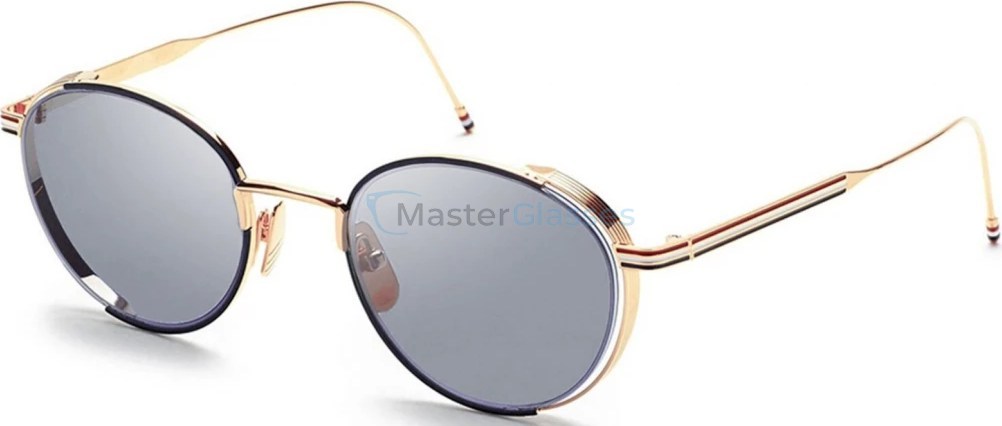   THOM BROWNE TB-106-A-BLK-GLD-50,  BLACK ENAMEL-12K GOLD, DARK GREY