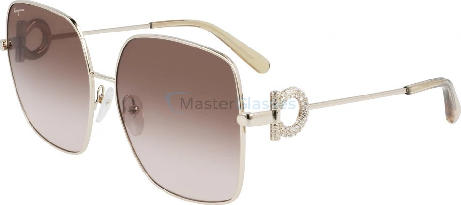 Солнцезащитные очки Salvatore FERRAGAMO SF243SR 734, цвет LIGHT GOLD/BROWN GRADIENT, BROWN