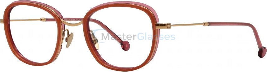  NATHALIE BLANC PRUDENCE 467,  PINK GOLD / CORAIL ON TRANSLUCENT BURGUNDY, CLEAR