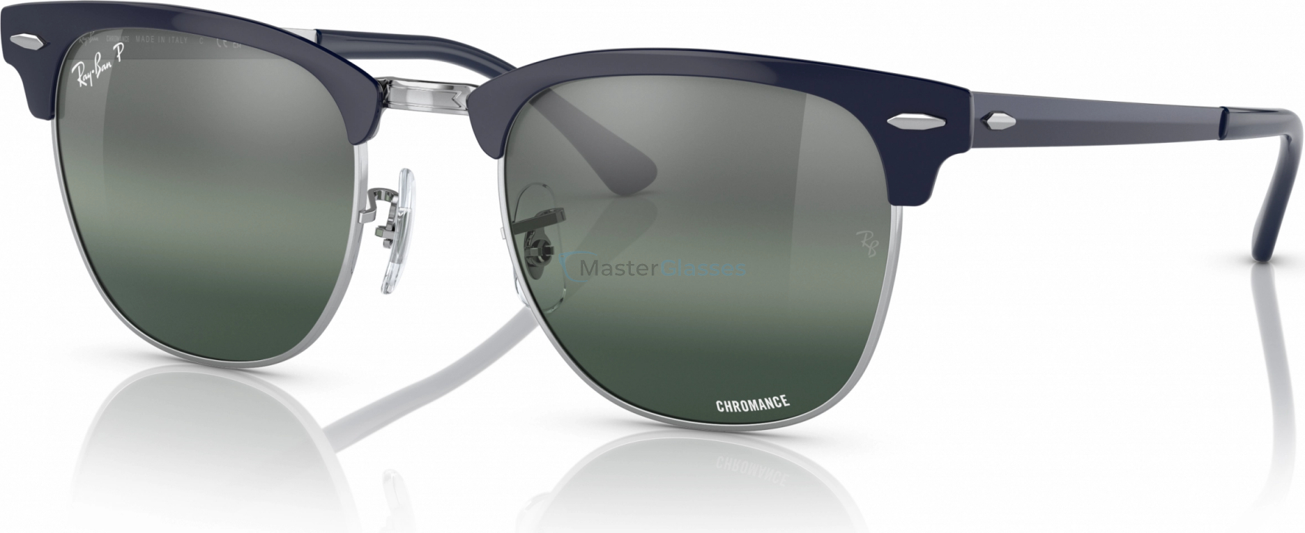   Ray-Ban Clubmaster Metal RB3716 9254G6 Silver On Blue