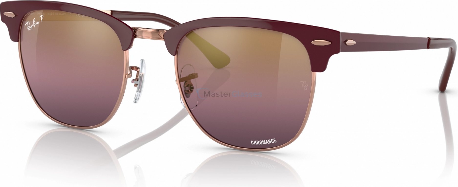   Ray-Ban Clubmaster Metal RB3716 9253G9 Bordeaux On Rose Gold