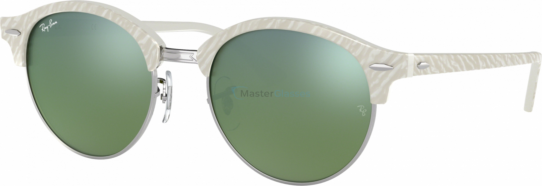   Ray-Ban Clubround RB4246 988/2X Top Wrinkled White On White