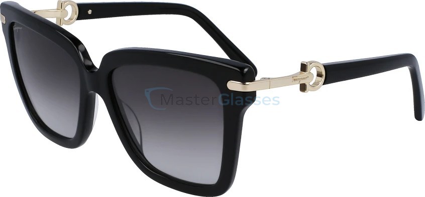 Солнцезащитные очки SALVATORE FERRAGAMO SF1085S 011, цвет BLACK/GOLD, GRADIENT GREY