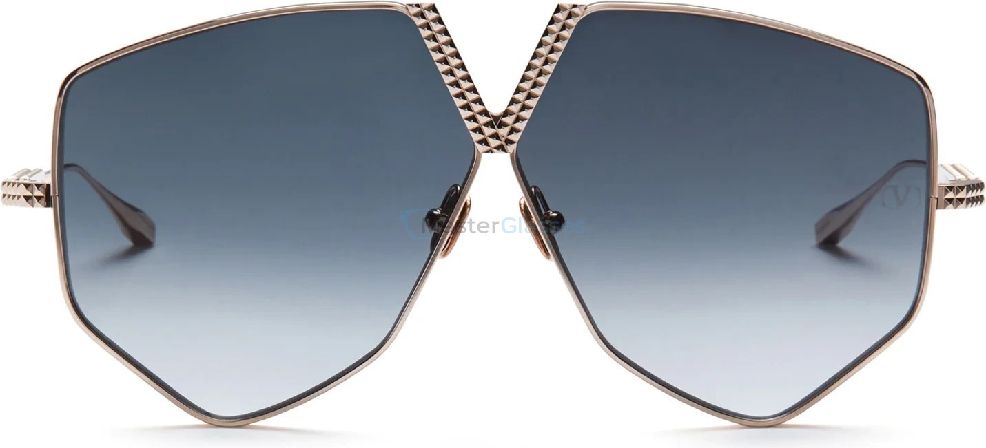   VALENTINO V-HEXAGON GLD,  WHITE GOLD W/ DARK GREY TO CLEAR, DARK GREY TO CLEAR