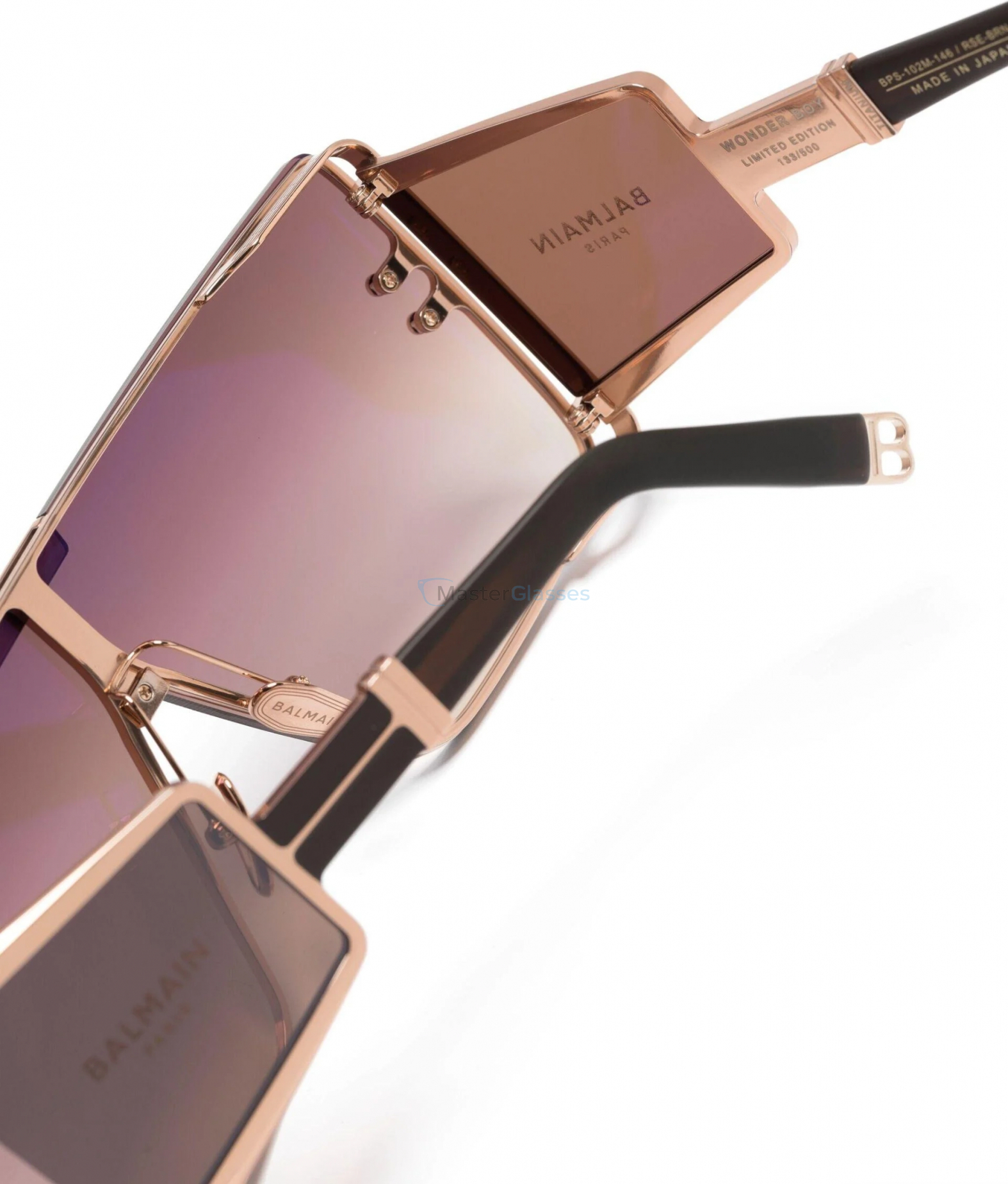   BALMAIN WONDERBOY RSE - BRN,  ROSE GOLD - MATTE CRYSTAL BROWN, CHOCOLATE BROWN TO CLEAR BLACK MIRROR FLASH LENSES