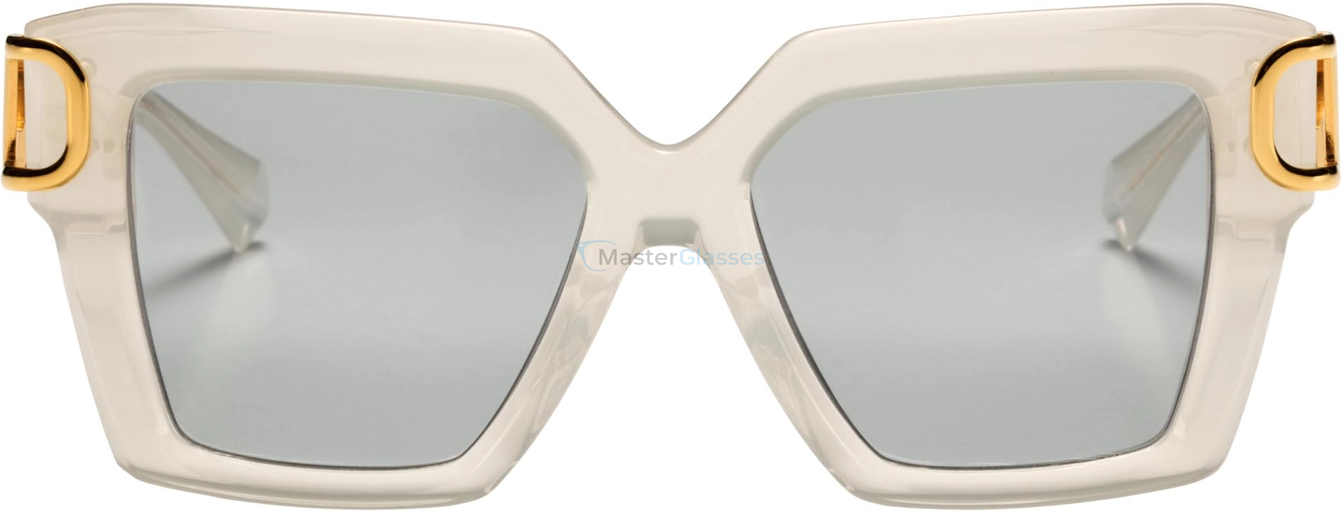   VALENTINO V - UNO WHT - GLD,  TRANSLUCENT IVORY - YELLOW GOLD, MEDIUM GREY - SILVER FLASH MIRROR