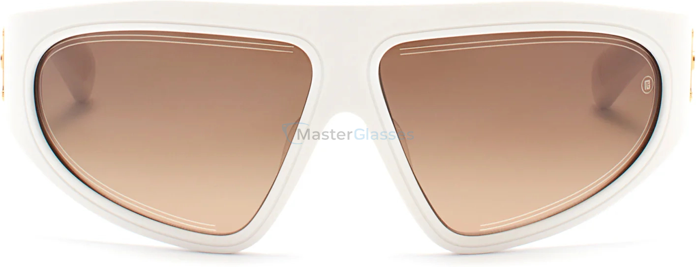   BALMAIN B - ESCAPE WHT - GLD,  MATTE WHITE - YELLOW GOLD, DARK BROWN TO LIGHT BROWN LENSES