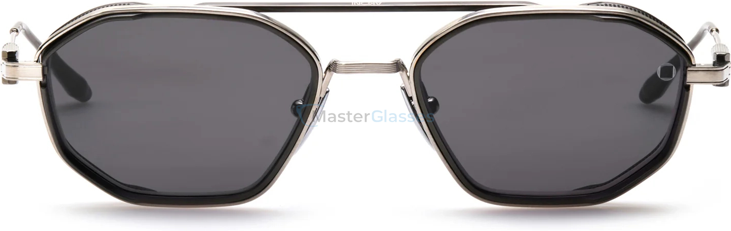   AKONI ERIS - TWO SLV - BLK,  BRUSHED SILVER - BRUSHED BLACK RHODIUM, DARK GREY LENSES