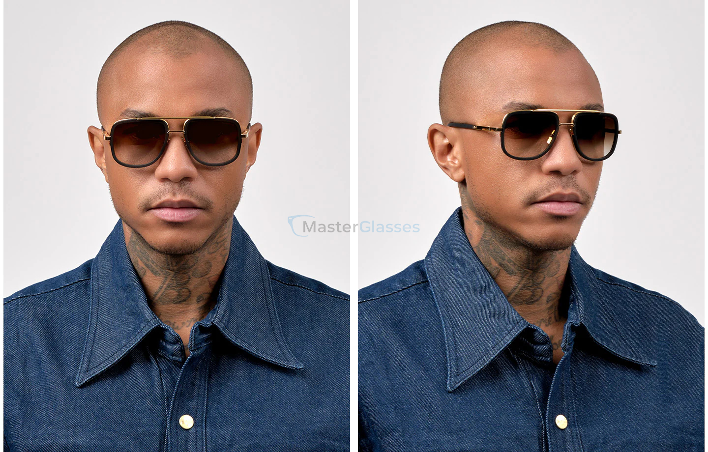 Солнцезащитные очки DITA MACH-S, цвет YELLOW GOLD - MATTE BLACK, DARK BROWN TO CLEAR GRADIENT