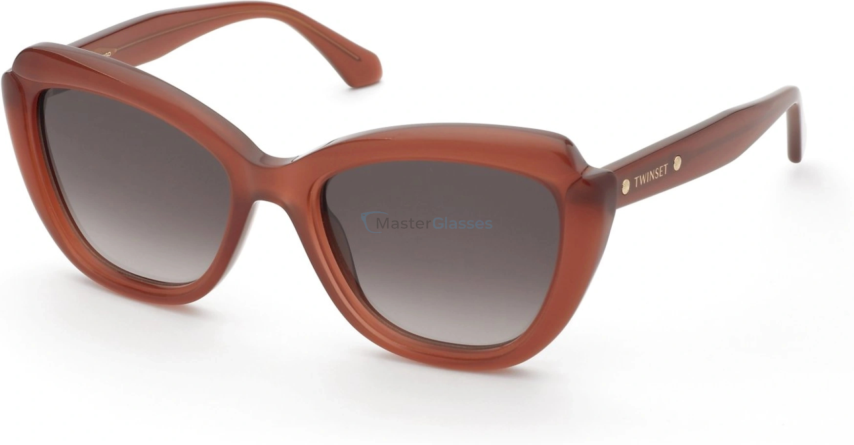 Солнцезащитные очки TWINSET STW069 9Y9, цвет SHINY OPAL RED, BROWN GRADIENT/MIRROR PINK