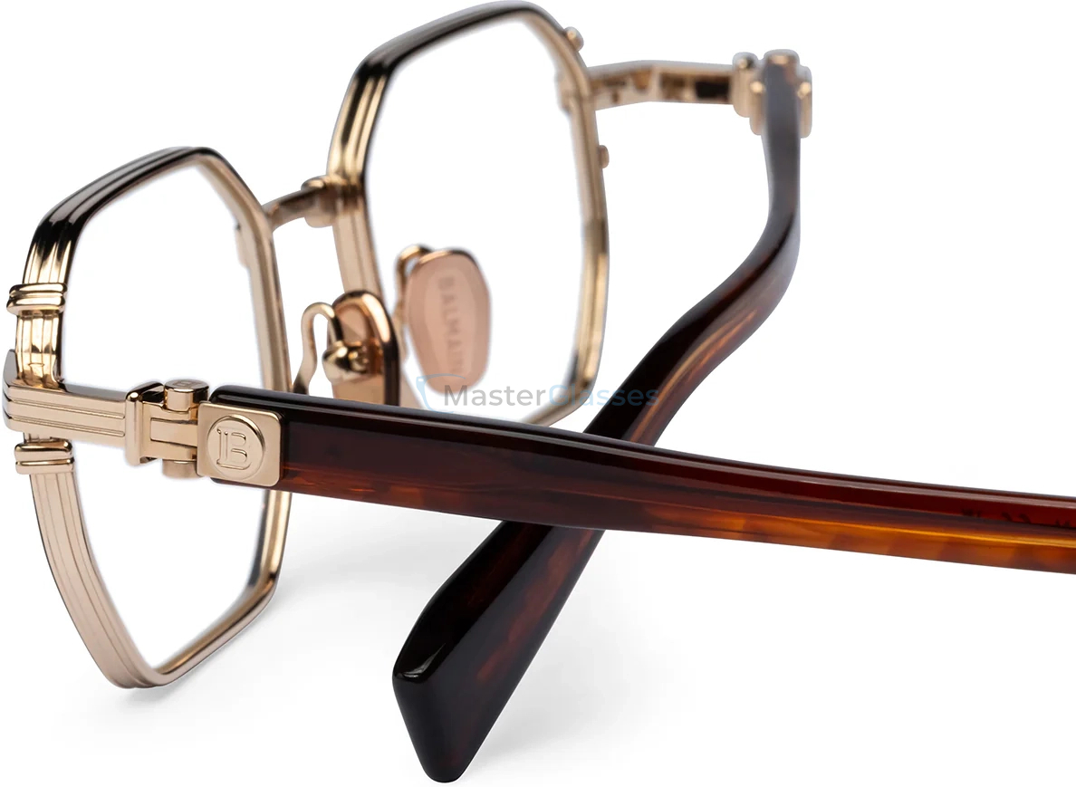  BALMAIN SAINT JEAN - II GLD - BRN,  12k Gold/Black Enamel - Brown Swirl, CLEAR