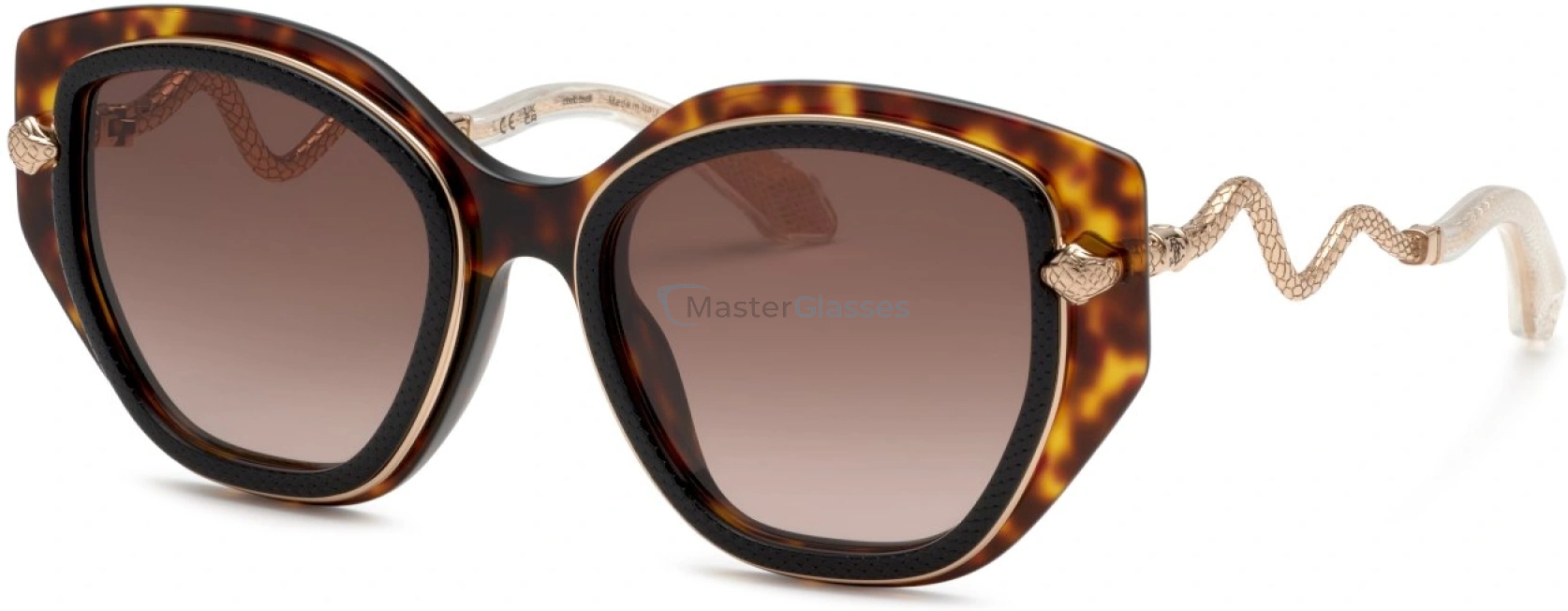   ROBERTO CAVALLI SRC096M 09TC,  BLACK TOP+HAVANA, BROWN GRADIENT BROWN