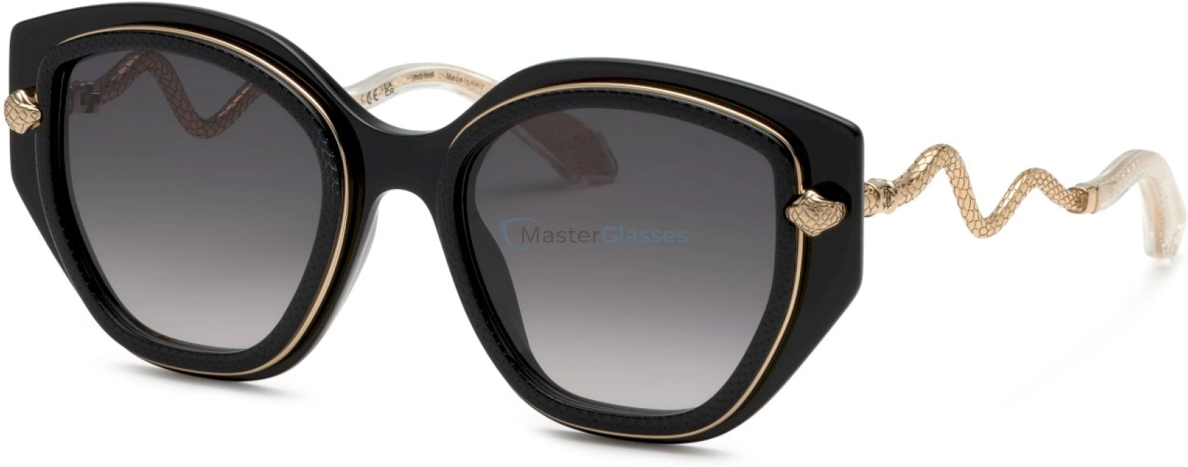   ROBERTO CAVALLI SRC096M 0700,  SHINY BLACK, SMOKE GRADIENT