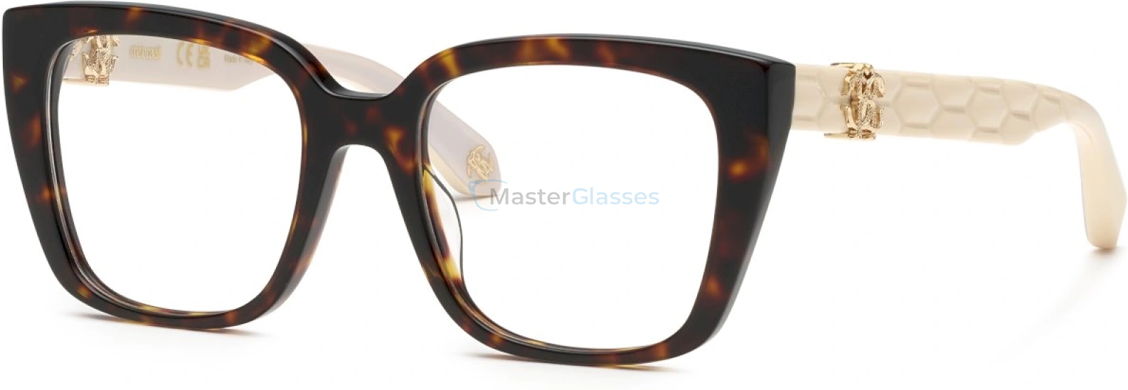  ROBERTO CAVALLI VRC106M 0743,  SHINY BROWN/YELLOW HAVANA, CLEAR