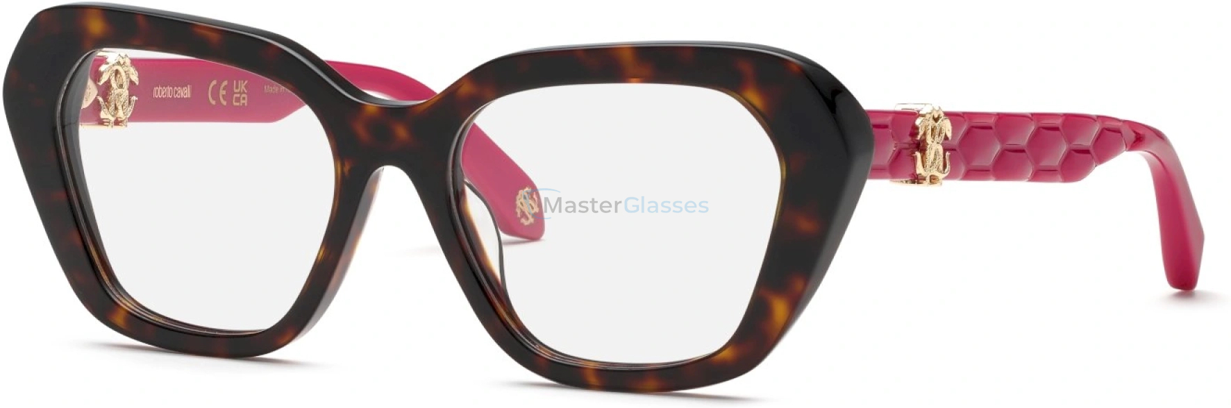  ROBERTO CAVALLI VRC070V 0743,  SHINY BROWN/YELLOW HAVANA, CLEAR
