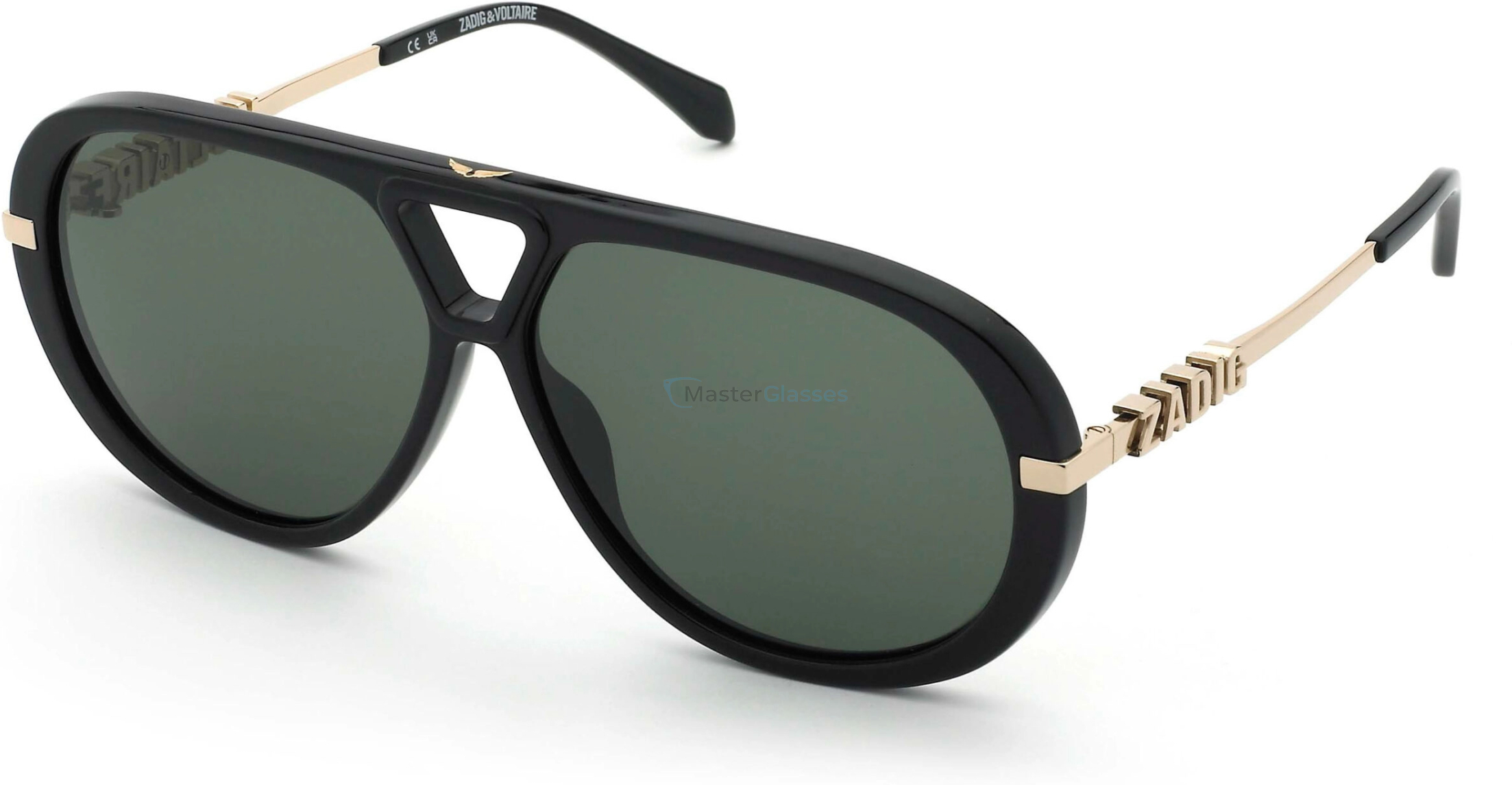   ZADIG and VOLTAIRE SZV450 0700,  SHINY BLACK, GREEN