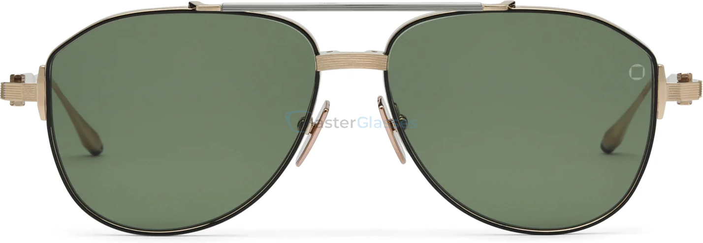   AKONI HELIOS GLD - BLK,  Brushed 12k Gold - Black Palladium - Black Enamel, Dark Olive Lenses