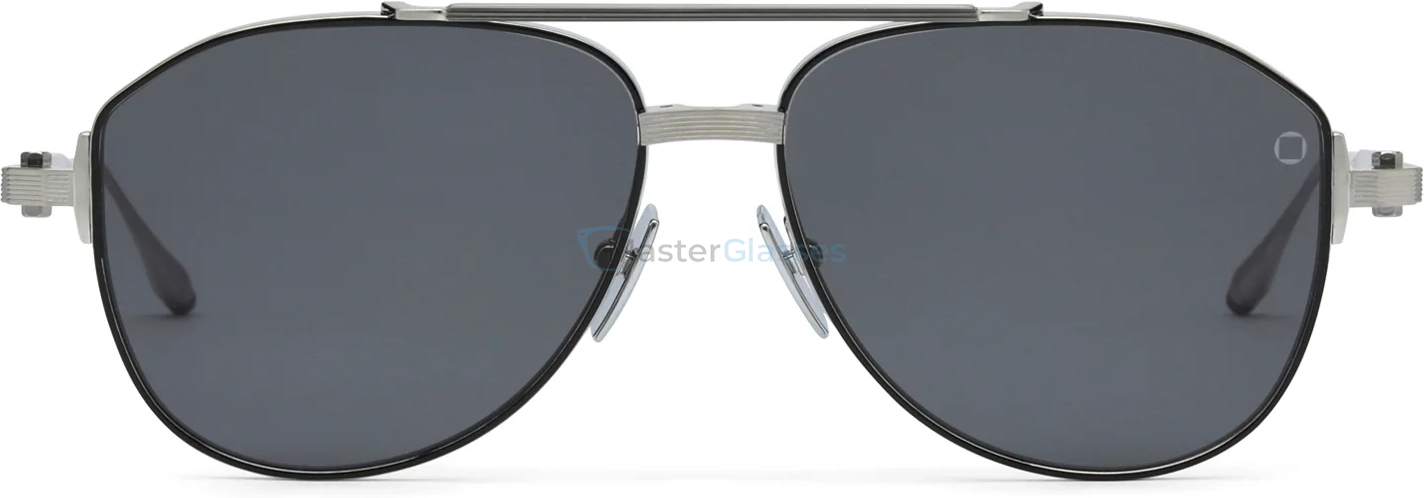   AKONI HELIOS SIL - BLK,  Brushed Silver - Black Rhodium - Black Enamel, Dark Grey Lenses