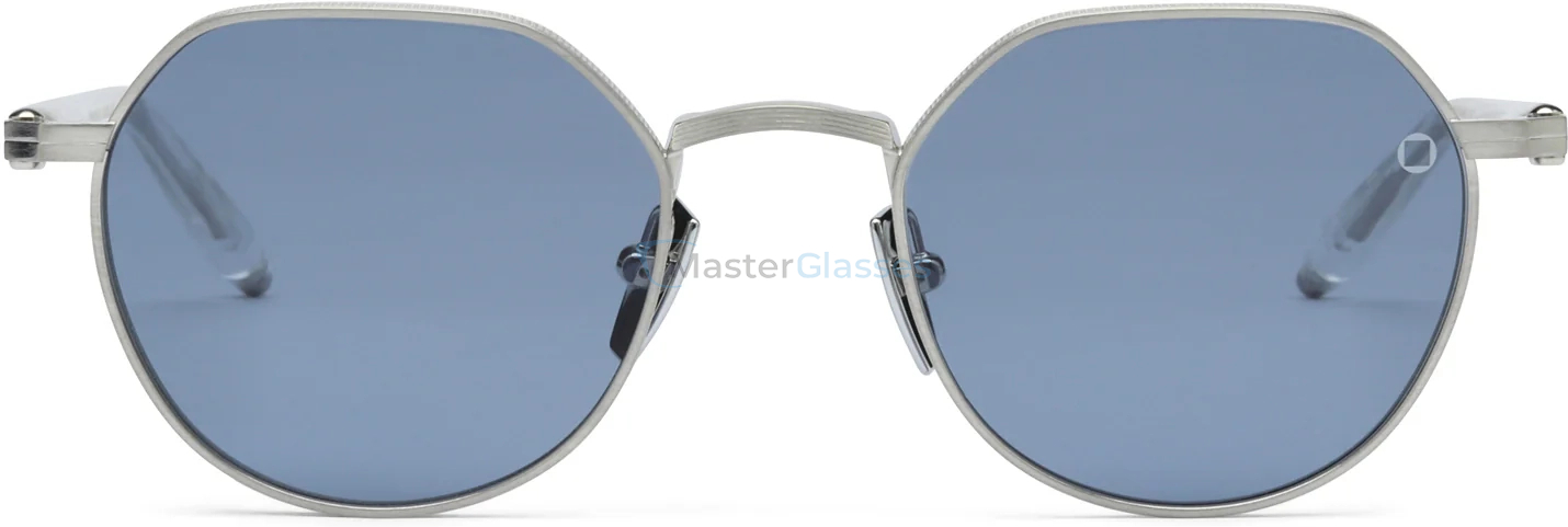   AKONI THEMIS SLV - CRY,  Brushed Silver - Crystal Clear, Dusty Blue Lenses