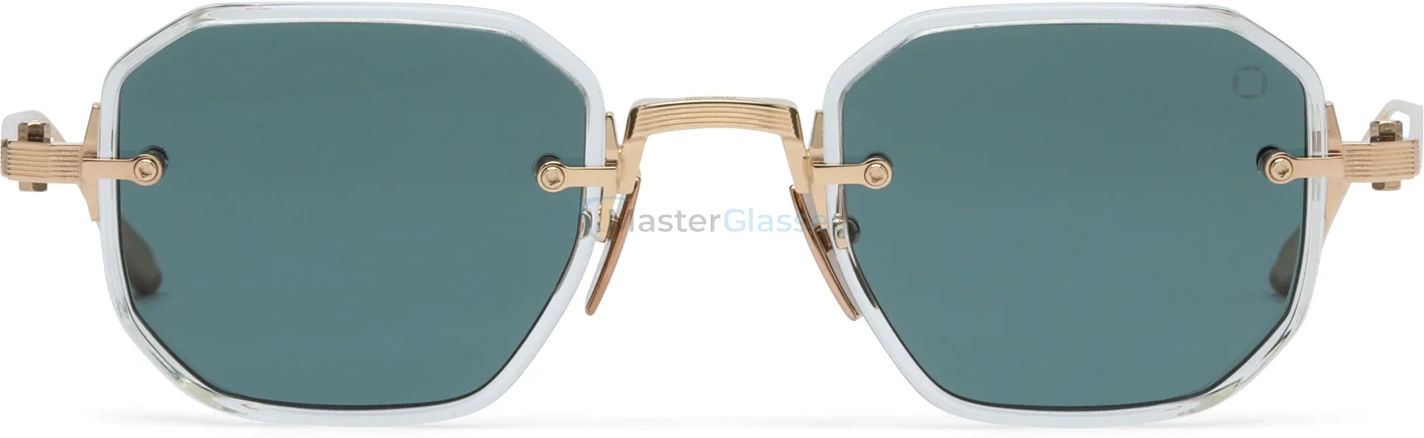   AKONI JUNO-TWO GLD - CRY,  Crystal Clear - 12k Gold, Deep Emerald Green Lenses