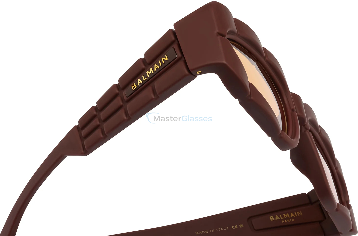   BALMAIN B - SPIRIT BRN - GLD,  Rubberized Chocolate Brown - 18k Gold, Orange Lenses