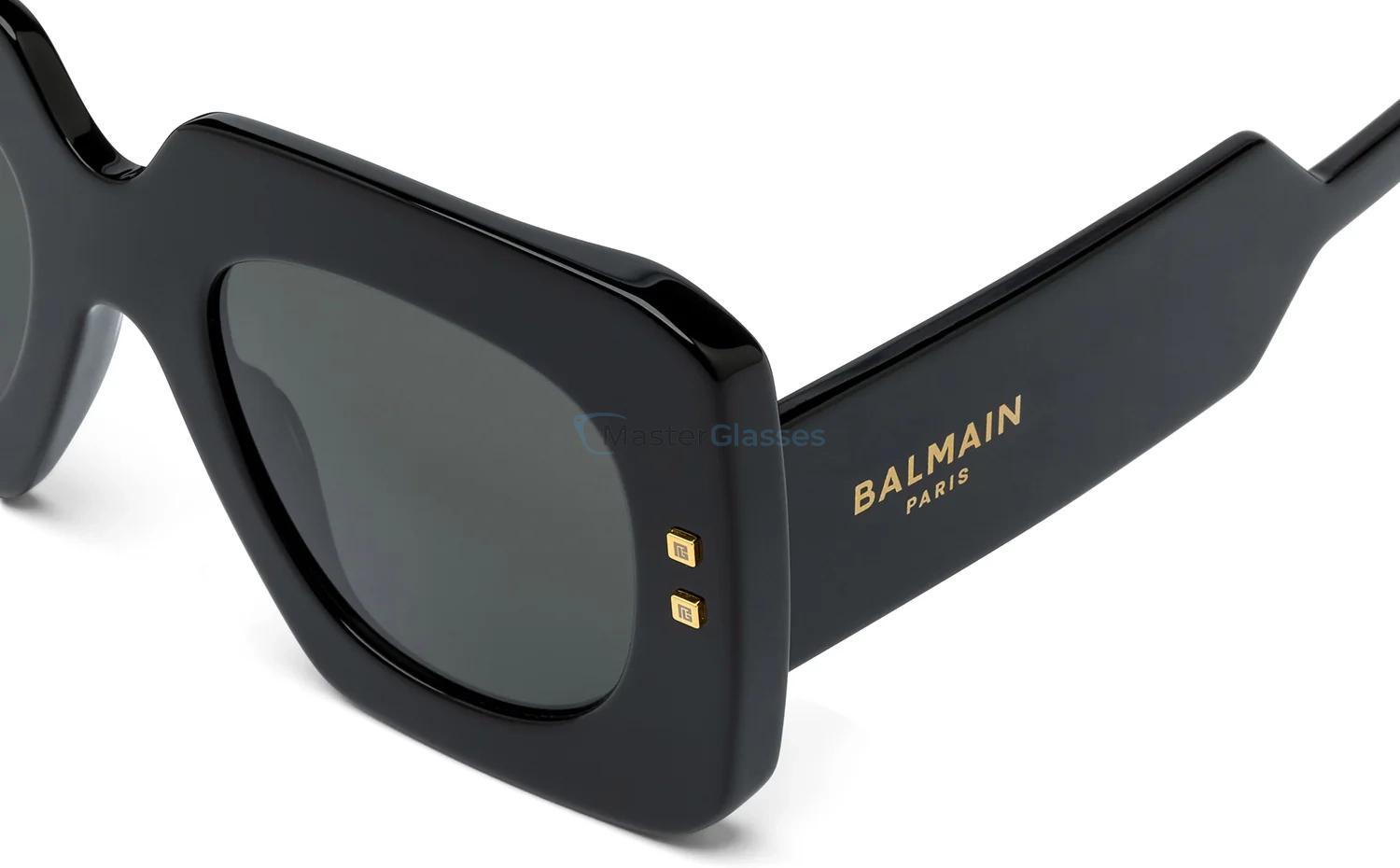   BALMAIN B - BOLD BLK - GLD,  Black - 18k Gold, Dark Grey Lenses