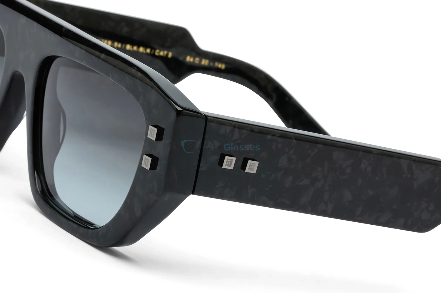   BALMAIN B - ARMY II BLK - BLK,  Leather Black - Black Rhodium, Dark Grey to Light Grey Lenses