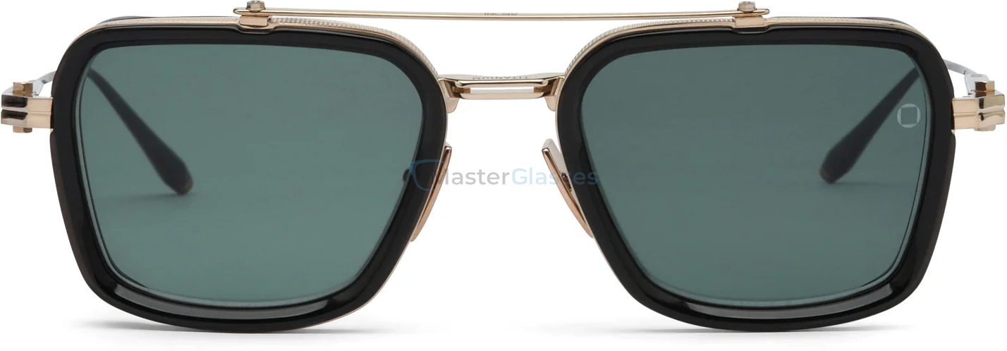   AKONI SOLIS GLD - BLK,  Crystal Black - Brushed 12k Gold - Black, Deep Emerald Green Lenses