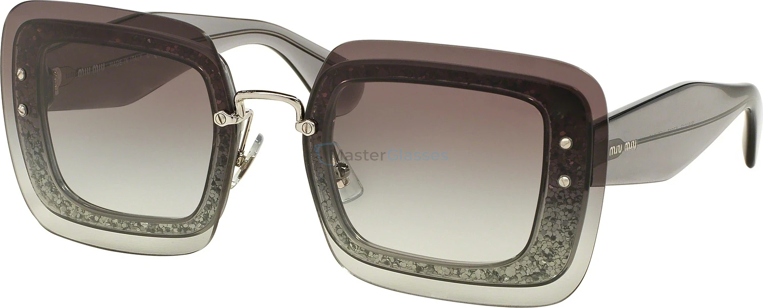 Солнцезащитные очки MIU MIU Special Project MU 01RS UES0A7 Transparent Grey Glitter