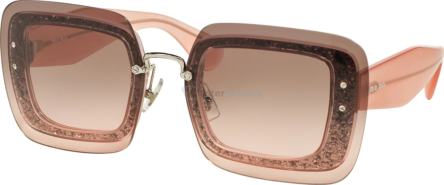 Солнцезащитные очки MIU MIU Special Project MU 01RS UEU1E2 Transparent Pink Glitter