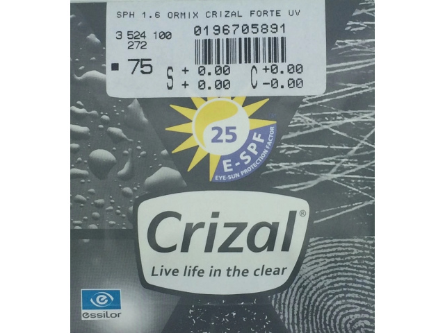 Essilor 1.61 Ormix Crizal Forte UV (ЗАМЕНЕНА в производственной линейке на Essilor 1.61 Ormix Crizal Sapphire UV)
