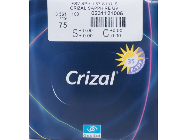 Essilor 1.67 Stylis Crizal Sapphire UV