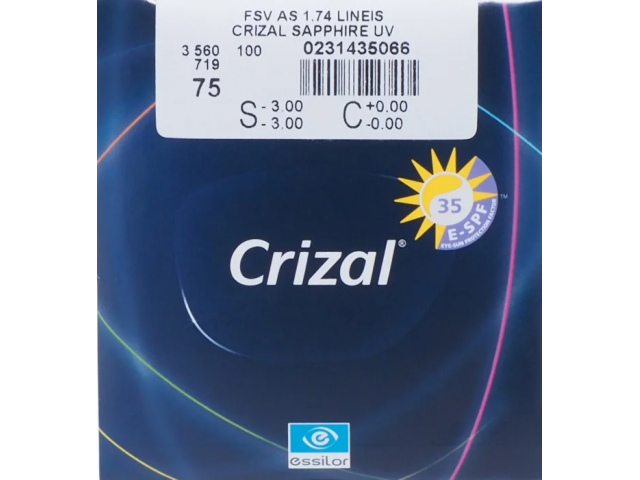 Essilor 1.74 AS Lineis Crizal Sapphire UV