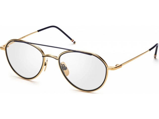 THOM BROWNE TB-109-C-GLD-NVY-53, цвет YELLOW GOLD - MATTE NAVY, CLEAR