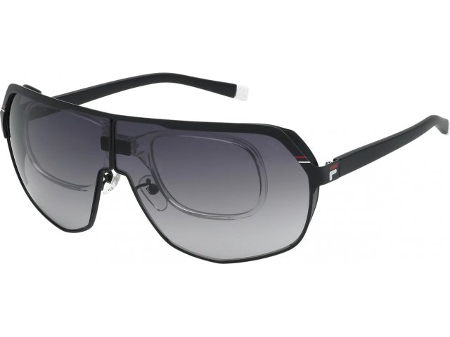 Солнцезащитные очки с медицинским клипоном FILA SFI125 0531, цвет TOTAL SEMI MATT BLACK, SMOKE GRADIENT