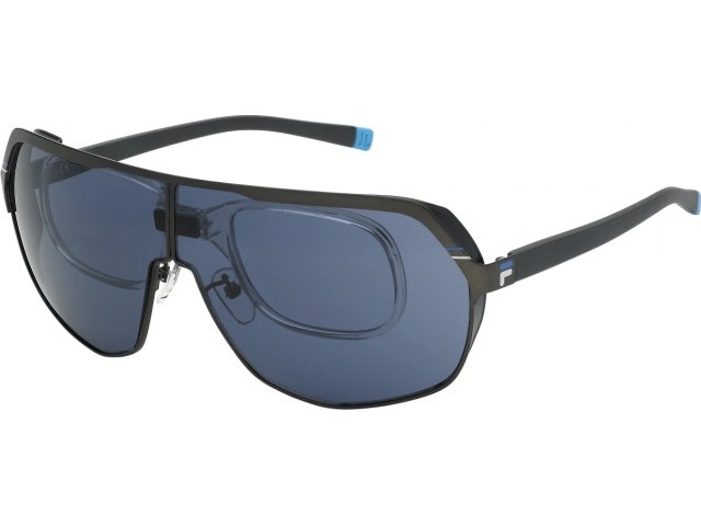 Солнцезащитные очки с медицинским клипоном FILA SFI125 0627, цвет MATT GUN METAL, BLUE