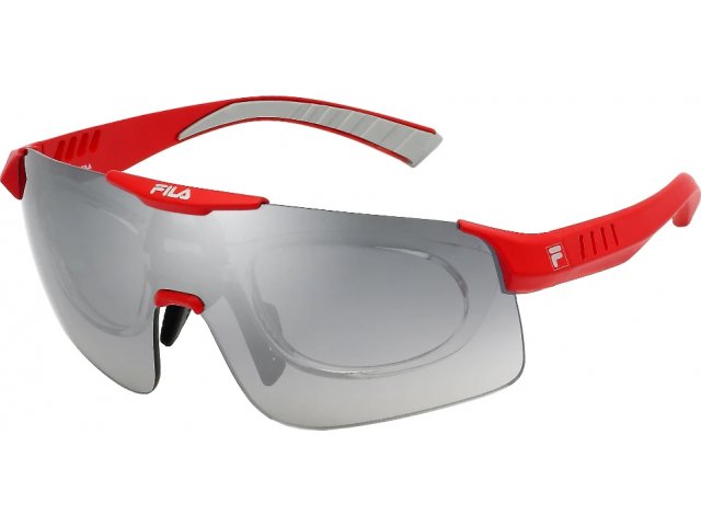 Солнцезащитные очки с медицинским клипоном FILA SFI127 7FZX, цвет MATT FULL RED, SMOKE GRADIENT SMOKE/MIRROR SILVER