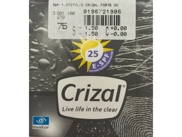 Essilor 1.67 Stylis Crizal Forte UV (ЗАМЕНЕНА в производственной линейке на Essilor 1.67 Stylis Crizal Sapphire UV)