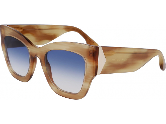 VICTORIA BECKHAM VB652S 773,  HONEY BROWN HORN, BLUE