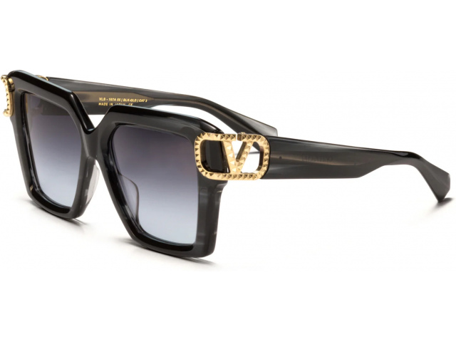 VALENTINO V - UNO BLK - GLD,  TRANSLUCENT BLACK SWIRL - V-LIGHT GOLD, DARK GREY TO CLEAR