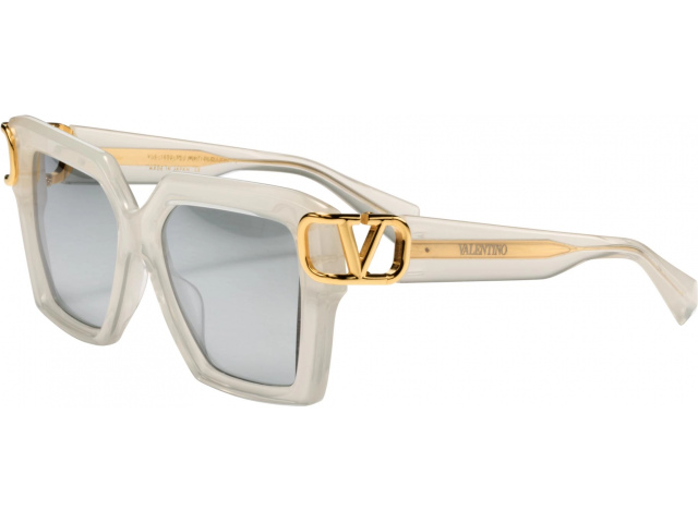 VALENTINO V - UNO WHT - GLD,  TRANSLUCENT IVORY - YELLOW GOLD, MEDIUM GREY - SILVER FLASH MIRROR