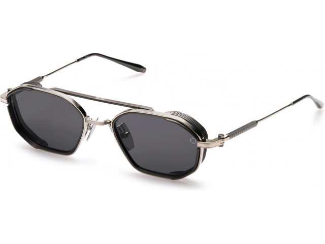 AKONI ERIS - TWO SLV - BLK,  BRUSHED SILVER - BRUSHED BLACK RHODIUM, DARK GREY LENSES