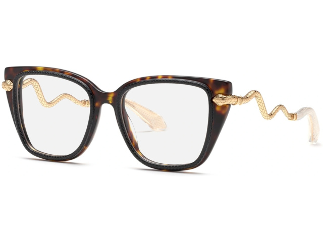 ROBERTO CAVALLI VRC104 09RA,  SHINY BLACK TOP+HAVANA, CLEAR