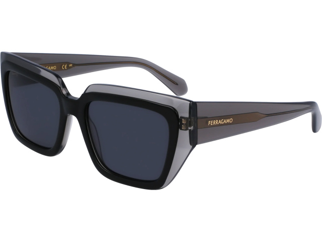 SALVATORE FERRAGAMO SF2002S 24,  TRANSPARENT GREY/BLACK, SOLID GREY