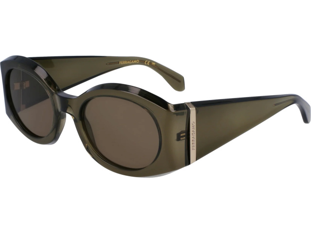 SALVATORE FERRAGAMO SF2008S 320, цвет TRANSPARENT KHAKI, SOLID GREEN